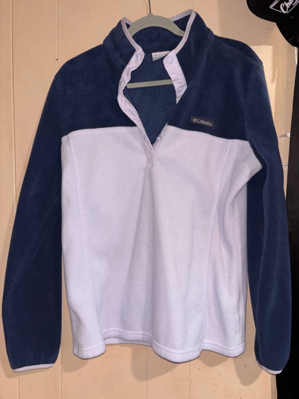 Columbia Navy and White Fleece Quarter-Snap Pullover Jacket